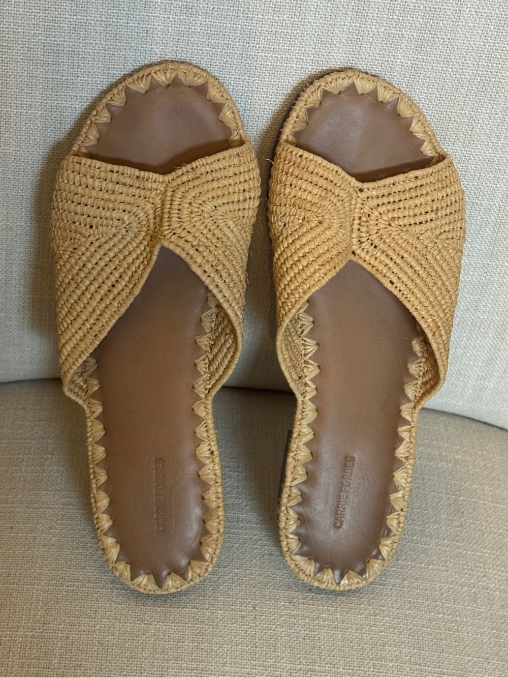 Carrie Forbes raffia slide sandals